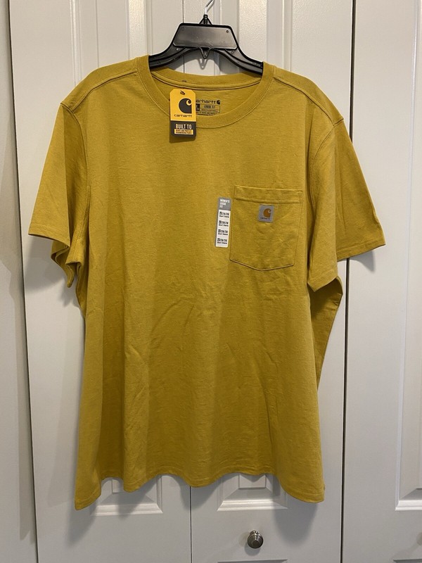 Carhartt Shirt Women 2X Loose Fit Mustard Color Short Sleeve Crew Neck New!!!