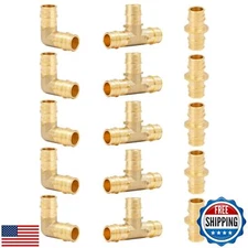 SUNGATOR 15 Pack Pex A Expansion Fittings 3/4", 5 Each Elbow Tee Coupling, AS