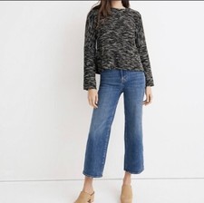 Madewell Knit Blouse Shirt Sweater Wide Sleeve Womens Sz XXS Black White