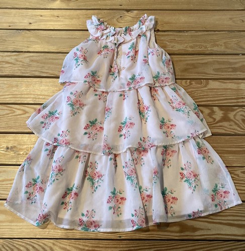 Janie & Jack Girl’s Tiered Floral Sleeveless dress size 7 Pink BB - Picture 2 of 6