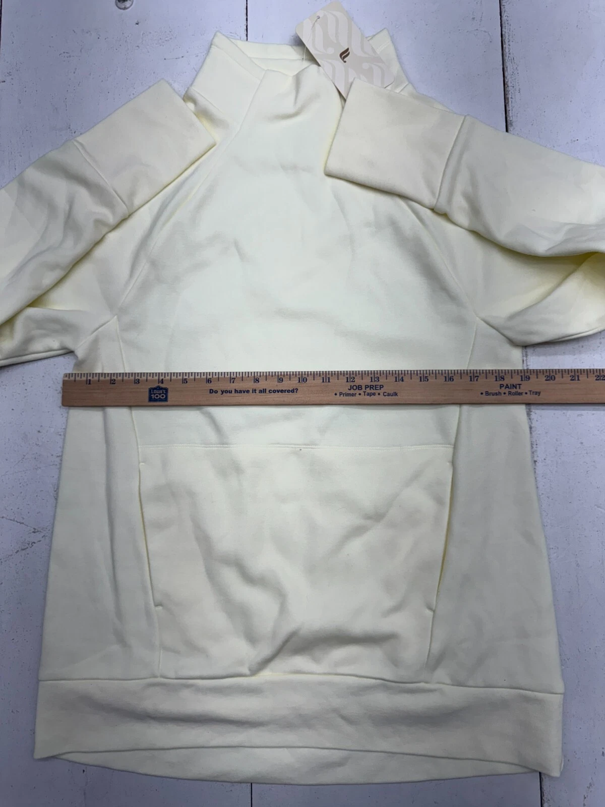 OFF WHITE Felpa con cappuccio pullover sportivo Fabletics avorio Zaylee collo imbuto tunica donna taglia M