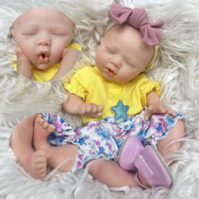 35 cm Ganzkörper Silikon Bebe Reborn Mädchen Soft Touch Dose Trinkdose Pipi Lebensecht R