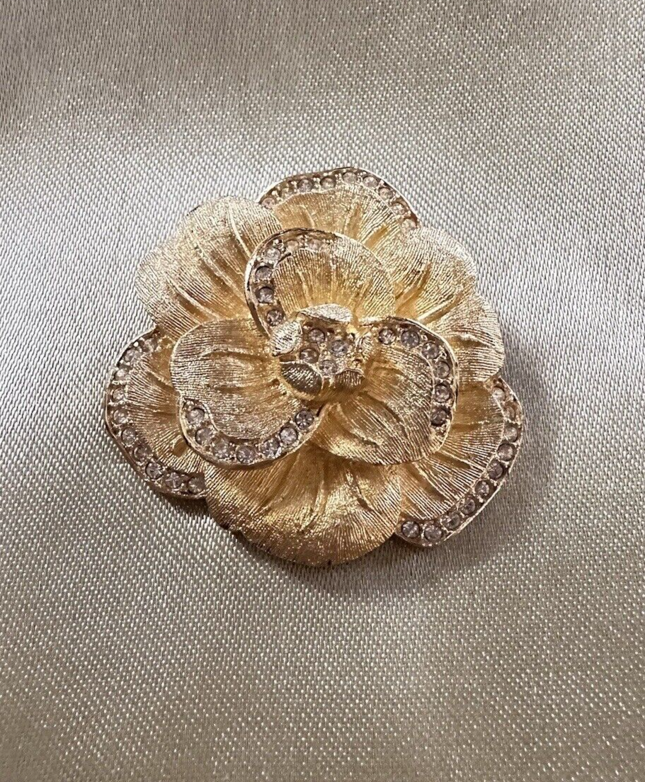 Vintage Christian Dior Crystal Flower Pin Brooch Christian Dior