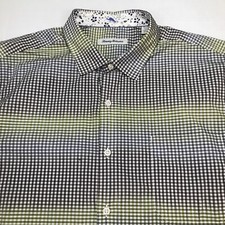 Tommy Bahama Coasta Ikat Long Sleeve Shirt Tapenade Brown Yellow Check Sz. XL