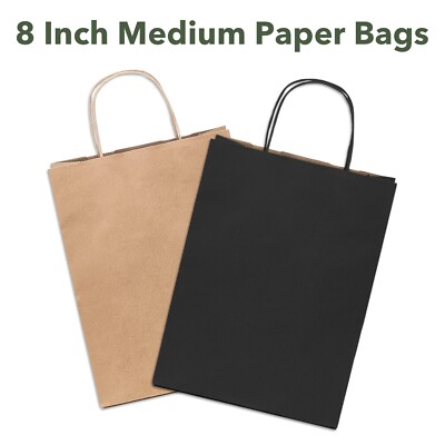 Kraft Paper Bags with Handles Party Shopping Gift Bags Bulk Brown White Black