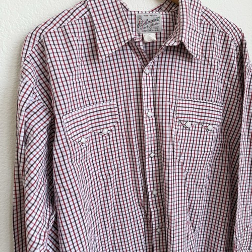 Vtg Rockmount Ranch Wear Shirt Mens Red Plaid Pearl Diamond Snaps Made ...