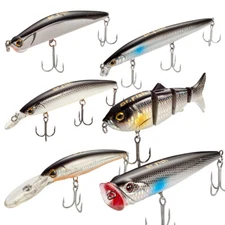 6 Pcs Fishing Lures Minnow Jerkbait 3X Strong VCM Saltwater Hooks 4.5~5.5in 