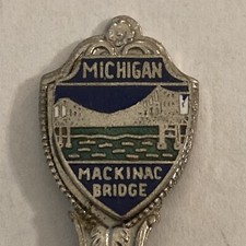 Vintage Souvenir Spoon US Collectible Mackinac Bridge Michigan