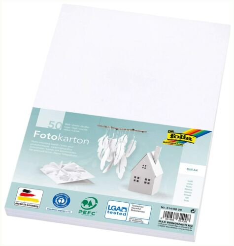 folia 614/50 00 - Fotokarton DIN A4, 300 g/qm, 50 Blatt, weiß - zum Basteln und  - Bild 1 von 1