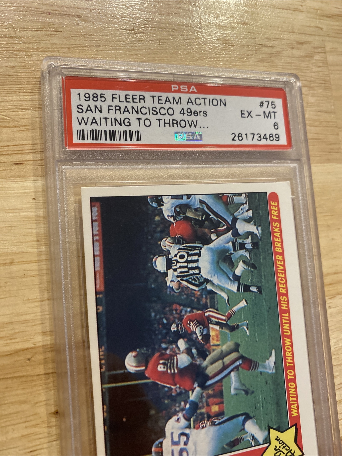Joe Montana PSA 6 Fleer NFL 1985 Vintage San Francisco 49ers Football Card HOF view 6