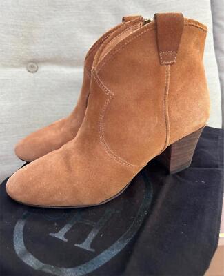 ASH Sprial Suede Booties Womens size 38 7.5 Camel Brown
