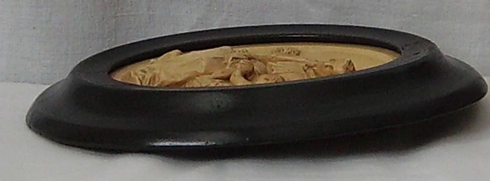 RELIEF OVAL FRAMED PLAQUE ANTIQUE - Image 3 of 4