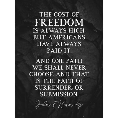 Schiefer Zitat John F Kennedy Freedom Price amerikanisches riesiges Wandbild Poster Druck