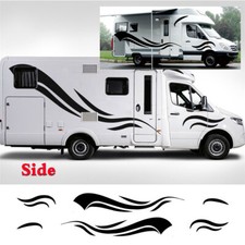 2 Sets Car Rv Carvan Camper Van Body Side Stripes Graphics Vinyl Decals Black