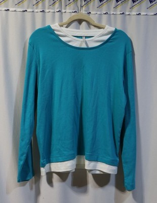 White Stag Long Sleeve Teal and White Long Sleeve Shirt Size 12/14