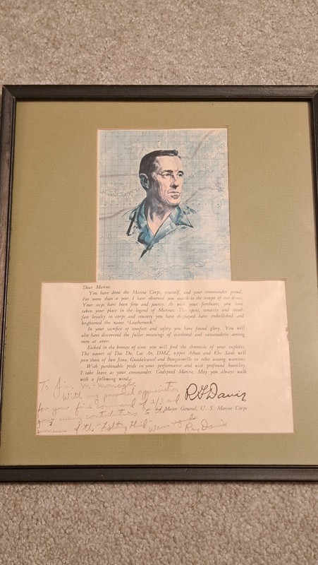 General Ray Davis Lithograph Signed/inscribed to Jim McMonagle retired Maj. Gen.
