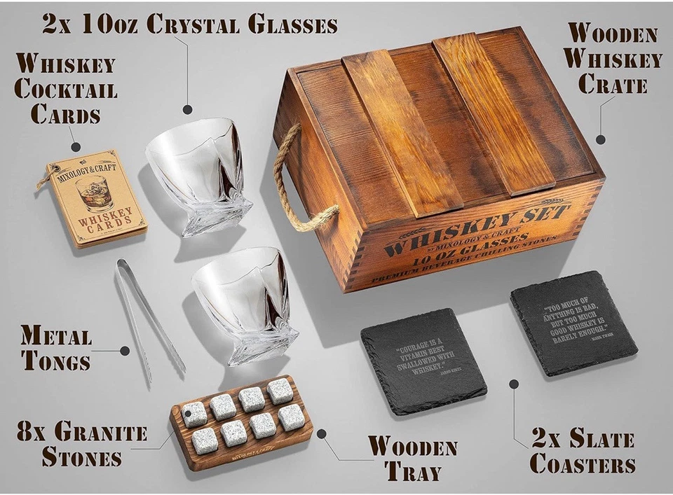 Juego de regalo de 14 piezas de whisky artesanal Mixology & Craft, vasos de moda antigua de 10 oz, marrón Jameson Foto 3 de 4