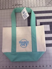 Trader Joe's Mini Pastel Canvas Tote Bag Pastel Mint Limited SHIPS NOW