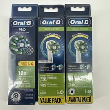 Oral-B Pro Cross Action Electric Toothbrush Replacement Heads Lot of 3 NEW