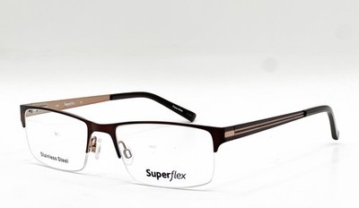 NEW SUPERFLEX SF-539 M102 BROWN TAN AUTHENTIC EYEGLASSES 53-18