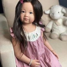 30inch Finished Reborn Baby Doll Toddler Girl Long Hair Cloth Body Gift for Kids