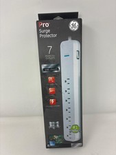 GE Pro 7-Outlet Surge Protector, 4 Ft Extension Cord, 1080 Joules, Power Strip,