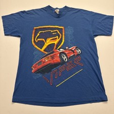 Vintage 90s Made In USA Dodge Viper Sports Car Shirt Single Stitch Men's L Blue