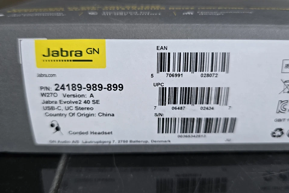 Jabra GN Evolve2 40 SE USB-C, UC Stereo Wired Corded Headset VersionA NEW Sealed - Image 4 of 4