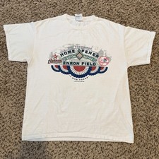 Vintage 2000 Houston Astros Home Opener vs Yankees Enron Field Shirt RARE Large