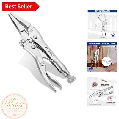 Versatile 4-1/2 Inch Long Nose Locking Pliers - Ideal for Clamping & Twisting