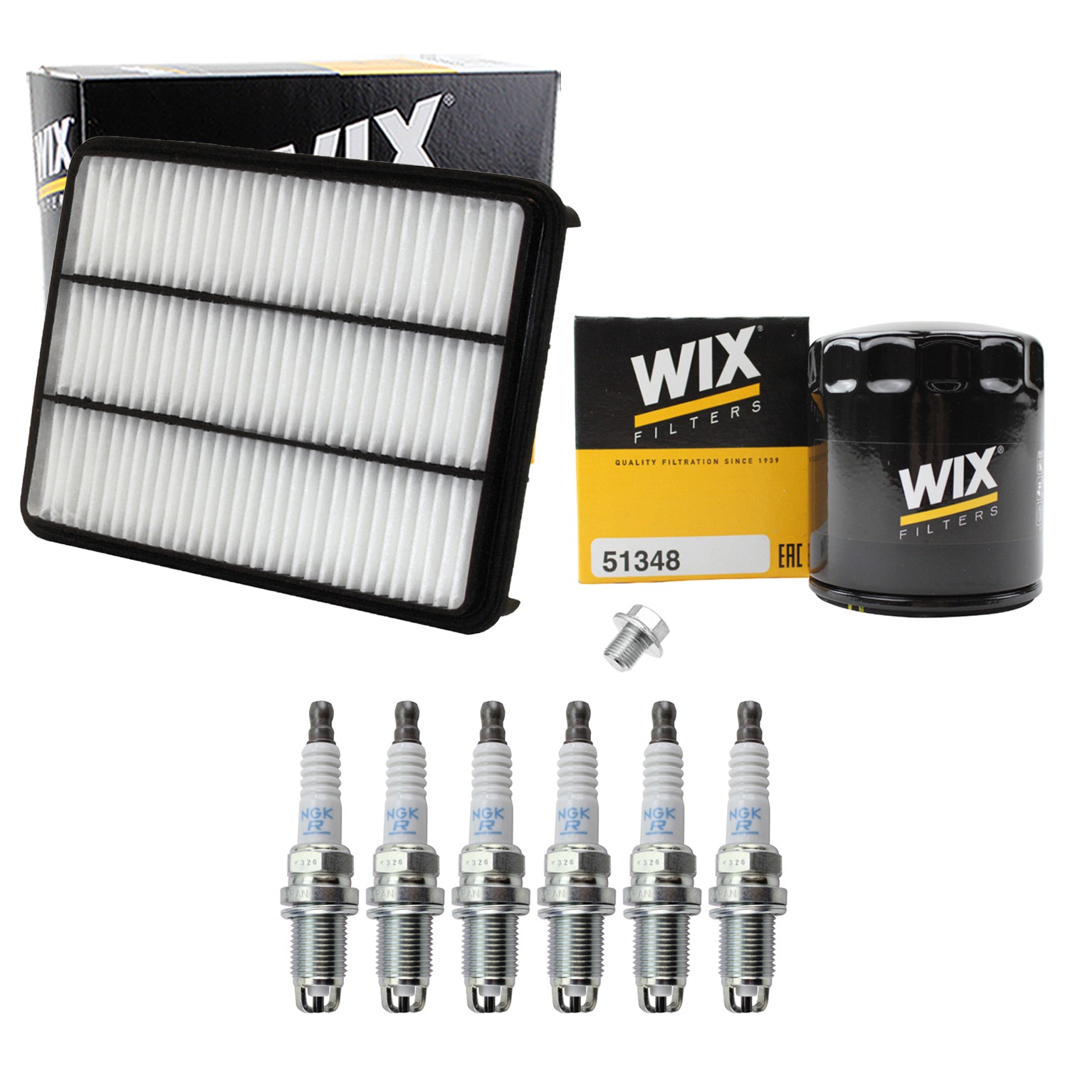 Wix Engine Air Oil Filters  NGK 6 Standard Spark Plugs Kit for Tundra 3.4L V6 N