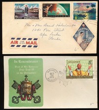 PHILIPPINES 1960 AIR MAIL COVER + 1972 POPE PAUL FDC FINE USED.   A583