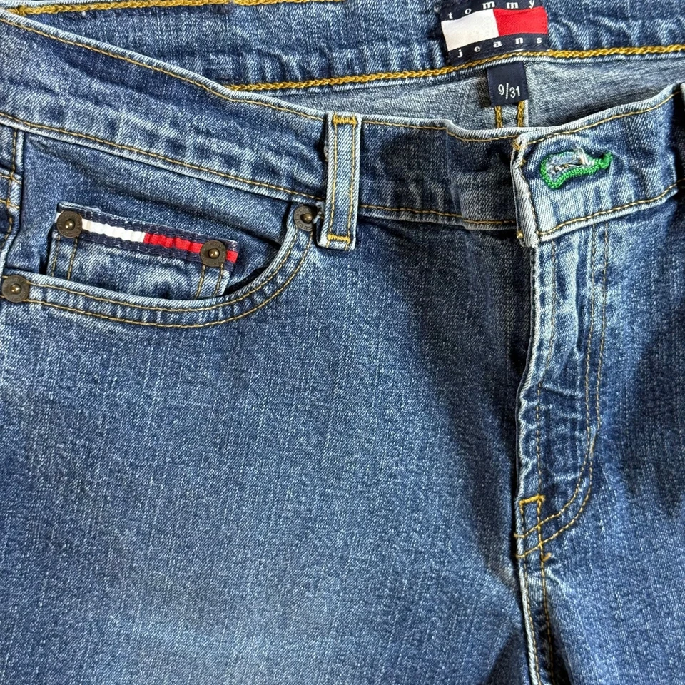 Tommy Jeans Juniors 9X31 Blue Denim Hip Vintage Zip Fly Low Rise Flare Leg - Image 4 of 4