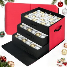 Christmas Ornament Storage Box with Adjustable Dividers,Stackable Drawer Orna...