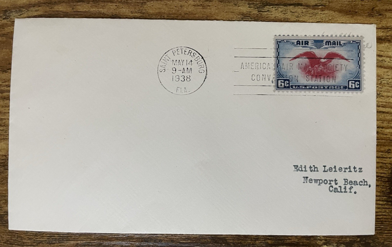 1938 American Air Mail Society AAMS Convention Cover St Petersburg FL Scott C23