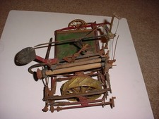 Antique Salesman Sample model Farm tractor Implement Folk Art toy wood & metal