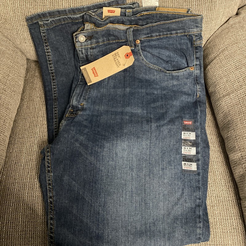 Levis 559, Men’s Jeans, 46”W X 34”Inseam-Relaxed Straight Fit, Stretch NWT 
