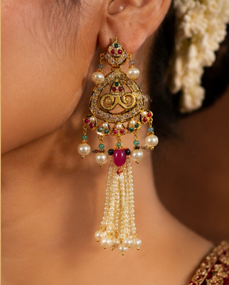 Royal Pearl Tassel Jadau Tops in 22KT Hallmarked Gold