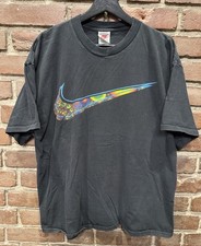 Vintage Nike Swoosh Fractal Art Shirt 90s Gray Tag Black Size XL