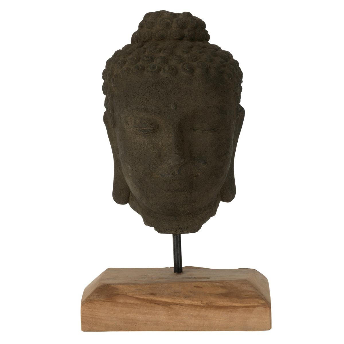Statuette tête en ciment noir 44cm grand format objet décoration maison