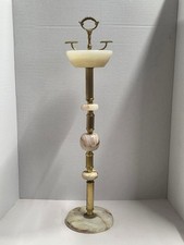 Vintage Ashtray Brass and Onyx Floor Standing Ashtray Mid Century Design