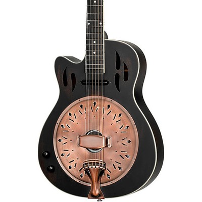 Ortega RRG40CEDBK LeftHanded Concert Cutaway AE Resonator Guitar Black