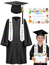 Kindergarten Graduation Cap Gown Set Tassel Certificate Kids Outfit QZYL 2025