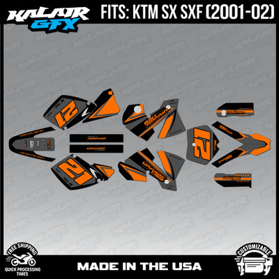 Graphics Kit for KTM SX SXF 125 250 380 520 525 (2001-2002) OG Crew-Orange Shift