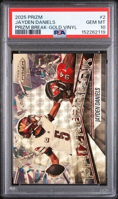 2025 Jayden Daniel’s Prizm Break-Gold Vinyl #2 Gem Mt-PSA 10 Jersey Match 5/5