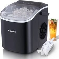 Countertop Portable Ice Maker Machine 26lbs Bullet Ice Scoop and Basket Black