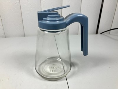 Vintage Baby Sky Blue MCM Gemco Glass Syrup Dispenser Creamer Honey Coffee USA