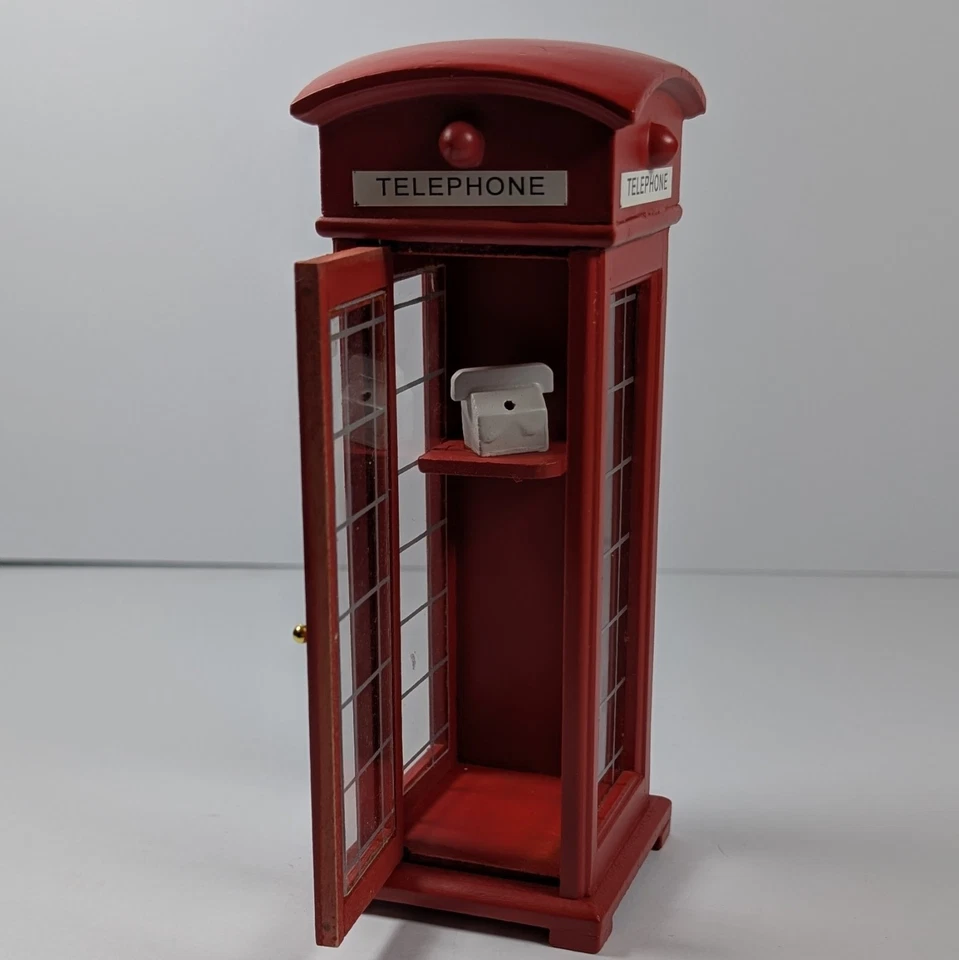 Dollhouse Red Old-Fashioned Public Telephone Booth 1:12 Miniature Decor - Image 2 of 4