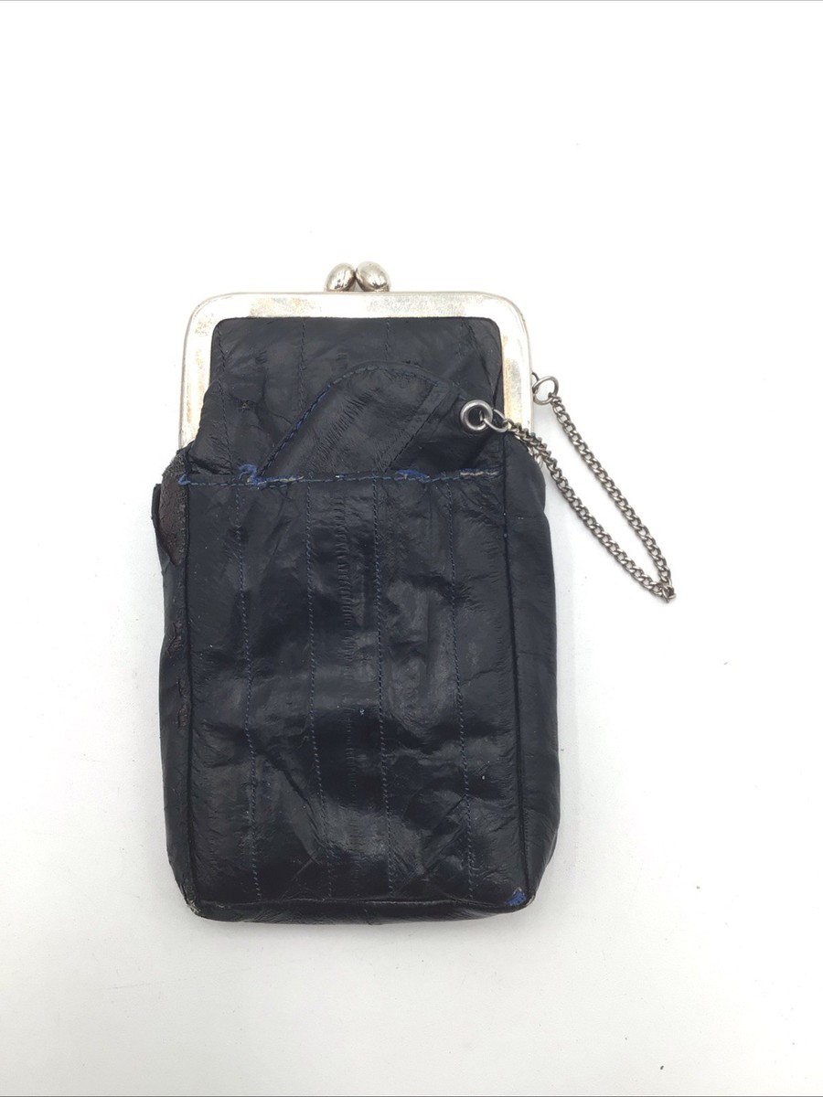 eelskin cigarette case Vintage Eel Skin Cigarette Case & Lighter Holder - Blue & Black Makeup  Pouch