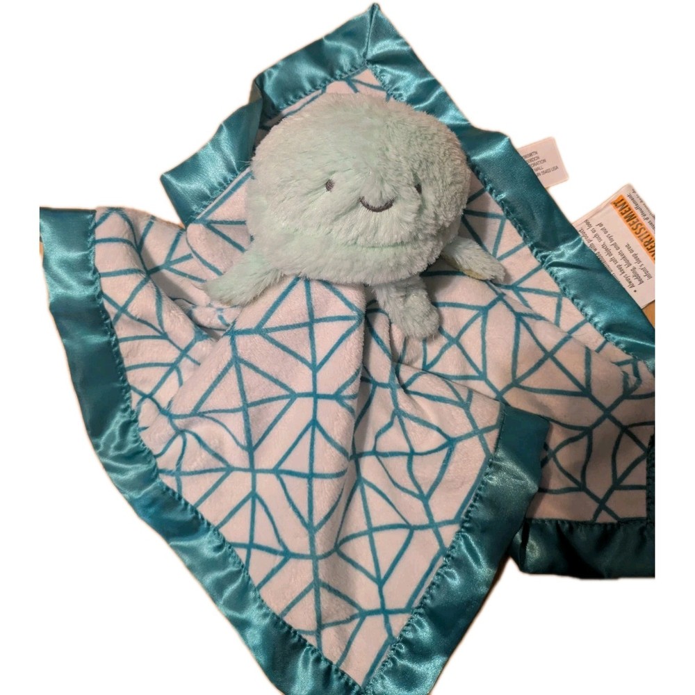 Cloud Island Mint Turquoise Jellyfish Octopus Baby Security Lovey Blanket